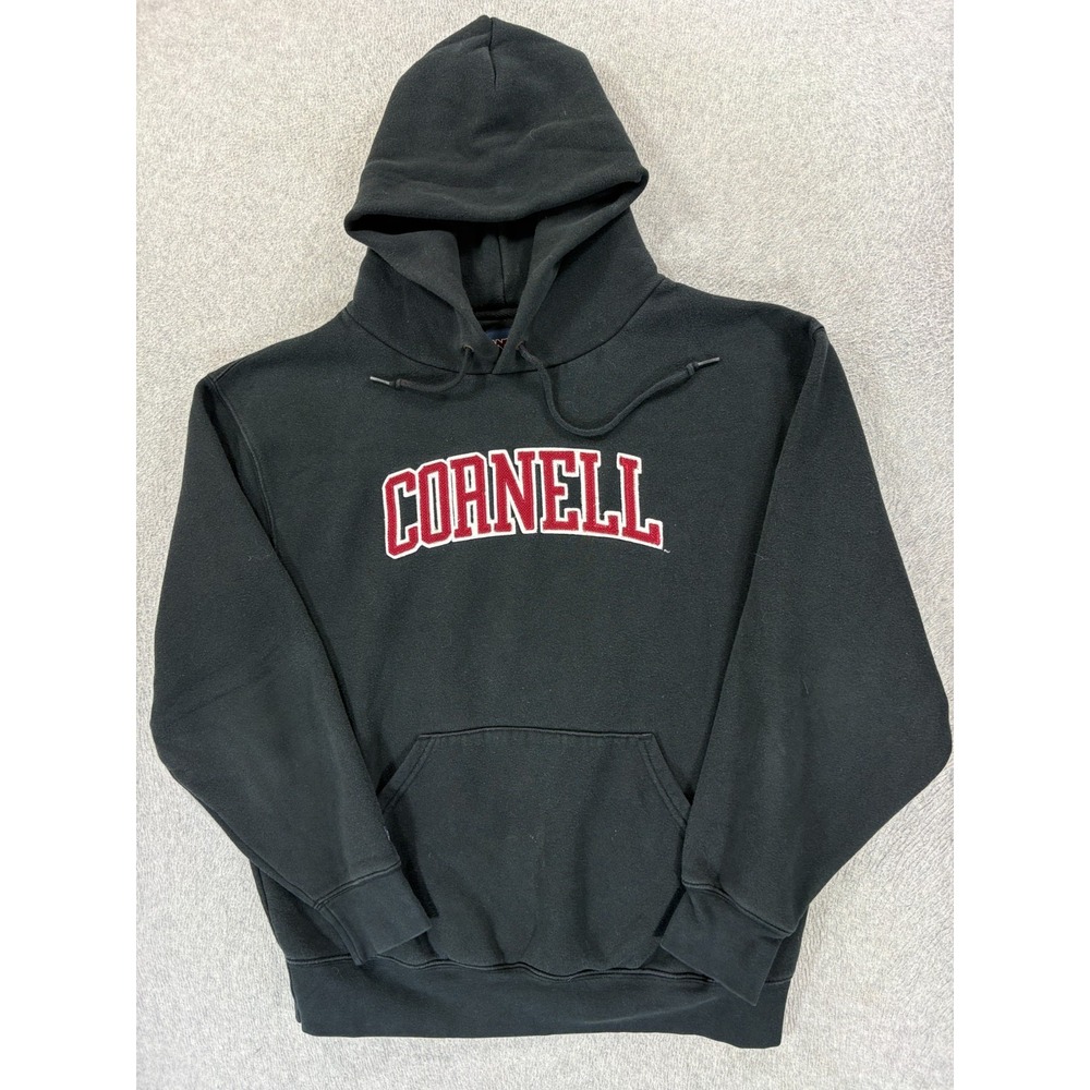 Cornell Big Red Stitched Logo Campus Hoodie Sweatshirt (Men's Large) Black